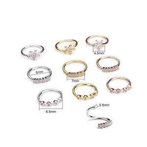 Anillo de aro de nariz CZ de fundición de acero quirúrgico de alta calidad, joyería corporal de 16g con circón para bodas, regalos, fiestas - Product Image 4