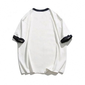 Venta al por mayor camiseta unisex de algodón camiseta de gran tamaño colorido cuello puño camiseta en blanco - Product Image 3