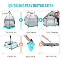 Parc de jeu pour bébé UPF50+ avec auvent, tente de plage hexagonale pour tout-petits, moustiquaire portable pour jardin, tente pop-up intérieure et extérieure pour bébé