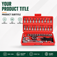Jeu de clés à douilles à cliquet 46 pièces 1/4 pouce avec poignée CR-V, kit d'outils pour réparation moto et automobile, outils à main, vente en gros d'usine OEM