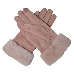 Gants d'hiver pour femmes en gros - En stock, grande quantité, gants en velours pas chers avec poignets en fausse fourrure et gants d'hiver chauffants - Product Image 3