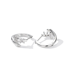 Stud Earrings S925 Sterling Silver Claw Setting Geometric Design For Men Women Fashion Hip Hop Style Gift Jewelry - Product Image 3
