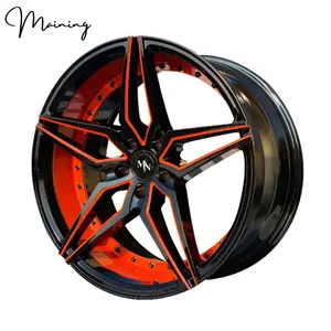 20-22 Inch Dodge Charger Wheels Custom Size Forged Rims With Orange Color Deep Concave Rims 22 Inch