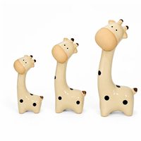 Ensemble de 3 statues de girafes, décoration d'intérieur, céramique blanche brillante, artisanat, figurines d'animaux, trio à long cou, bohème, pour étagère, rebord de fenêtre
