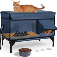 Nichoir chauffant surélevé pour chatons, cage de maternité pliable et étanche avec coussin chauffant, maison d'élevage ventilée pour chatons