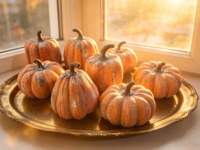 Ensemble de décorations rustiques en résine en forme de citrouille pour l'automne, Halloween, Thanksgiving, ornement de table vintage, citrouille artificielle, décoration d'intérieur