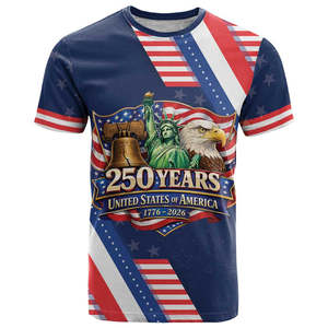 Camiseta de manga corta para <span class=keywords><strong>hombre</strong></span> con estampado completo de águila calva estilo vintage del 250 aniversario de EE. UU., diseño personalizado, esencial para los hombres americanos - Product Image 4