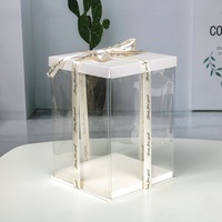 Boîte à gâteau transparente en plastique recyclable avec logo personnalisé, boîte à gâteau de haute qualité