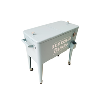 Camping extérieur Ice Cool Cart Metal Rolling Cooler Ice Beer Boissons Coffre à boissons avec roues