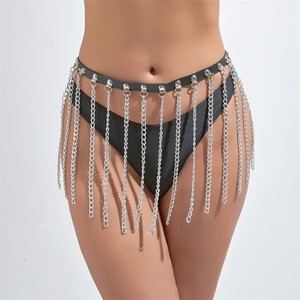 European and American style sexy <b>chain</b> leather <b>waist</b> <b>chain</b> sexy leather <b>waist</b> <b>chain</b> tassel <b>chain</b> nightclub stage accessory - Product Image 5