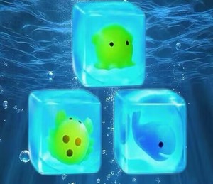 5.5cm <b>Glow</b> in Dark Sea Creature TPR Squishy <b>Cube</b> Soft Squeeze Stress Relief Maltose Fidget Toy for Kids Educational Play - Product Image 2