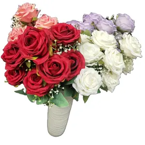 가정 장식 장식 9 머리 공주 장미 시뮬레이션 꽃 꽃다발 사진 소품 웨딩 장식 꽃 도매