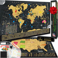 Póster Rascable Personalizado de Gran Tamaño A4 A3 con Papel Recubierto y Laminado Brillante, Mapa del Mundo y Parques Nacionales