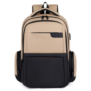 Laptop <b>Backpack</b> Large Capacity <b>Computer</b> Bag With Usb Port Unisex Travel <b>Backpack</b> For Men And Women Khaki Color - Product Image 1