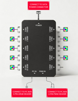 Controlador de ventiladores ARGB PWM upHere con control remoto, concentrador RGB de 10 puertos 5V 3 pines para ventiladores de caja de PC, montaje magnético, alimentado por SATA, negro