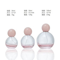 Flacon pulvérisateur de parfum en verre sphérique rose de luxe avec bouchon à bille 30ml 50ml 100ml, flacons d'huile essentielle à sertir