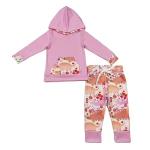 Dinosaure rose saint valentin mignon sweats à capuche haut pantalon long ensemble bébé garçon vêtements enfants vêtements tout-petits vêtements bébé vêtements ensembles ouest