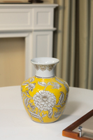 Nouveaux vases en porcelaine de style chinois Art Déco élégants et frais en jaune vert et rose pour la décoration de la maison