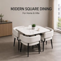 Ensemble de table à manger compacte de style rustique européen de luxe noir pour 4 personnes, pour salon