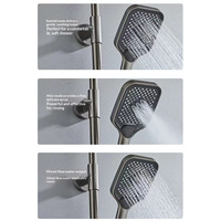 Ensemble de douche thermostatique en laiton, design moderne et minimaliste, pomme de douche carrée murale, plusieurs modes de pulvérisation (supérieur/pluie/massage)