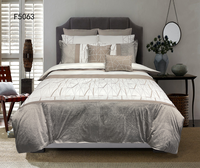 Ensemble de literie à rayures géométriques grises, ensemble de housse de couette brodée, 6 pièces pour chambre à coucher