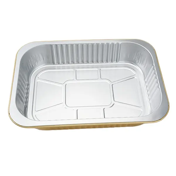 Bandeja para hornear de papel de aluminio desechable de grado alimenticio de 3500ml, vajilla de papel de aluminio, contenedor de comida rápida