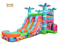 Château gonflable Tiki Slide de qualité commerciale, vérifié en usine, avec toboggan et zone de saut combinées