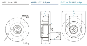 Ventilador Centrífugo de Duto Independente 2RREu45 (T02-45) 225x63R com Lâmina de Alumínio 230V 3050RPM Garantia de 1 Ano Ventilador Industrial - Product Image 3