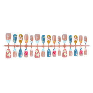 30pcs Mới Mùa Hè sang trọng vỏ 3D chạm khắc thiết kế hạnh nhân giả móng tay sơn hoa nhân tạo đầy đủ Bìa Báo Chí trên móng tay có thể tháo rời - Product Image 5