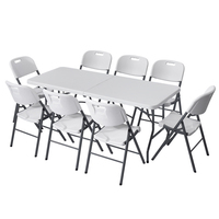 Chaises d'extérieur commerciales en plastique HDPE blanc moulé par soufflage avec cadre métallique pour restaurant, ensemble de chaises pliantes en résine blanche – Vente en gros