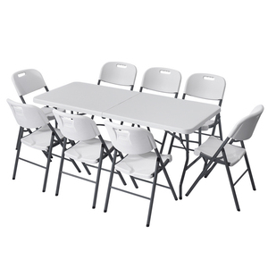 Chaises d'extérieur commerciales en plastique HDPE <span class=keywords><strong>blanc</strong></span> moulé par soufflage avec cadre métallique pour restaurant, ensemble de chaises pliantes en résine blanche – Vente en gros - Product Image 2