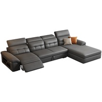 Sofá Cama Seccional Moderno Multifuncional de Cuero Genuino Eléctrico Italiano, Reclinable, para Casa o Villa