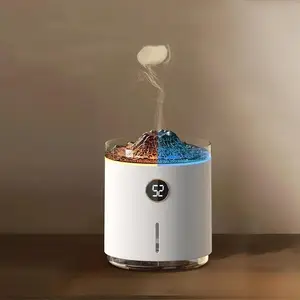 1200mAh Rechargeable Simulated Flame Volcano Aroma Diffuser 350ml Red And Blue Flame Jellyfish Mist Portable Air Humidifier