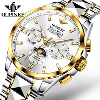 Oupinke3201Oem Uhr Neues Design Transparent Original Wasserdicht Skelett Herren Armbanduhr Automatic Top Mechanical Luxusmarke