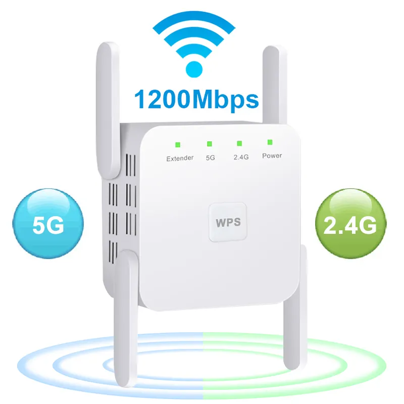 5GHz 1200Mbps เราเตอร์ WIFI 2.4G เครื่องขยายสัญญาณ Wi-Fi 5G เครื่องขยายสัญญาณ Wi-Fi ทวนสัญญาณไร้สาย