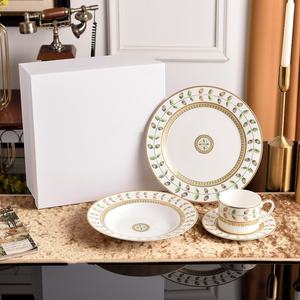 Platos Decorativos de Porcelana China para Bodas, Diseño Único de Mármol Gris, Vajilla y Artículos de Mesa de Moda - Product Image 1