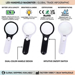 <span class=keywords><strong>Loupe</strong></span> <span class=keywords><strong>de</strong></span> <span class=keywords><strong>lecture</strong></span> LED transparente illuminée en ABS, grossissement 3X/45X, personnalisable blanc/noir, <span class=keywords><strong>pour</strong></span> seniors - Product Image 1