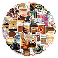 Pegatinas de café con dibujos de grafiti para portátil, decoración del hogar, pegatina personalizada de PVC, taza de agua, 50 Uds.