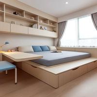 Plateforme de couchage en bois de chêne de qualité supérieure avec tiroirs coulissants pour une conception compacte de la zone de vie