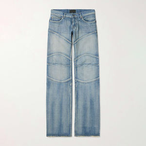 <span class=keywords><strong>Jean</strong></span> cargo droit pour homme grande taille personnalisé, ourlet effiloché, délavé vintage, respirant, écologique, pré-rétréci - Product Image 1