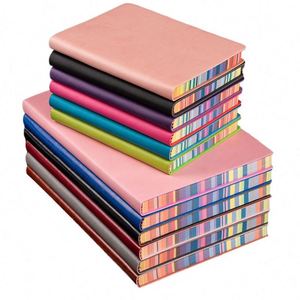 Cuaderno de Tapa Dura de Cuero con Borde Colorido A6 A5 B5, 120 Hojas, Cuaderno de Arcoíris, Bloc de Notas Portátil de Oficina, Personalizado OEM ODM al por Mayor - Product Image 1