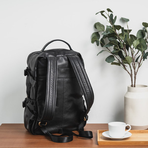 Men's Leather <b>Backpack</b> 36-55L Waterproof Solid Color Leisure Travel <b>Backpack</b> With Interior Zipper Pocket - Product Image 4