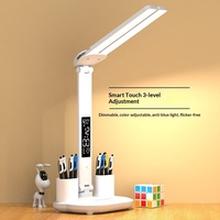 Lampe de bureau intelligente à double tête LED de haute qualité avec support de stylo USB intégré, lumière décorative artistique pour l'étude