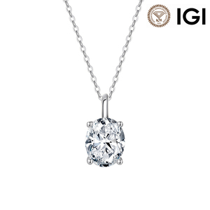 Collar RINNTIN LBN06 con Diamante Cultivado en Laboratorio con Corte Ovalado y Certificado IGI, Cadena de Oro Sólido de 18K, Joyería Fina Premium, Elegante - Product Image 2
