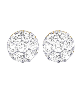 Trendy <b>Silver</b> Floral Cluster Earrings with Lab Grown Diamonds 10K Gold Plated Wedding Party Jewelry for Women - Product Image 1