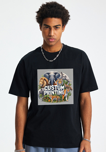 Impression personnalisée de haute qualité pour hommes 100% coton tissé 270g grandes tailles T-shirts une pièce avec logo personnalisé - Product Image 2