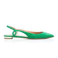 Fabricant de chaussures pour femmes sandales plates personnalisées grande taille en cuir suédé vert bout pointu Slingback femmes chaussures plates personnalisées 2025