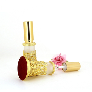 Nhà máy sáng tạo mới 15ml phẳng Arabic Trung Đông Ai Cập Dubai sang trọng kim loại tinh thể thủy tinh chai cho nước hoa tinh dầu - Product Image 4