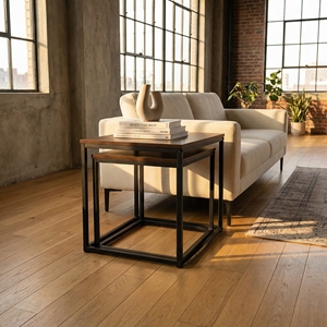 Table basse gigogne moderne en bois faite à la main - Base mobile pour chambre et hôtel, design durable et écologique - Product Image 2