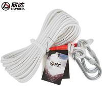 Cuerda de Escape de Incendios Xinda de 8 mm y 10 m, Juego de 7 Piezas, Kit de Supervivencia de Emergencia Portátil de Fibra de Vidrio para Edificios Altos con Guantes, Mosquetón y Arnés